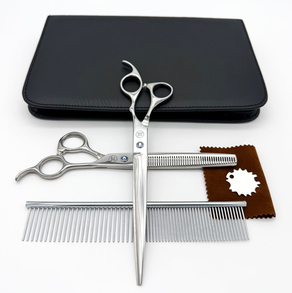 Professional pet grooming scissors silver set