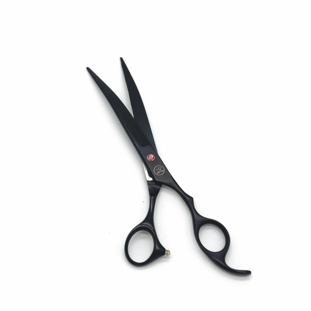 Professional pet grooming thinning downward curve shears black